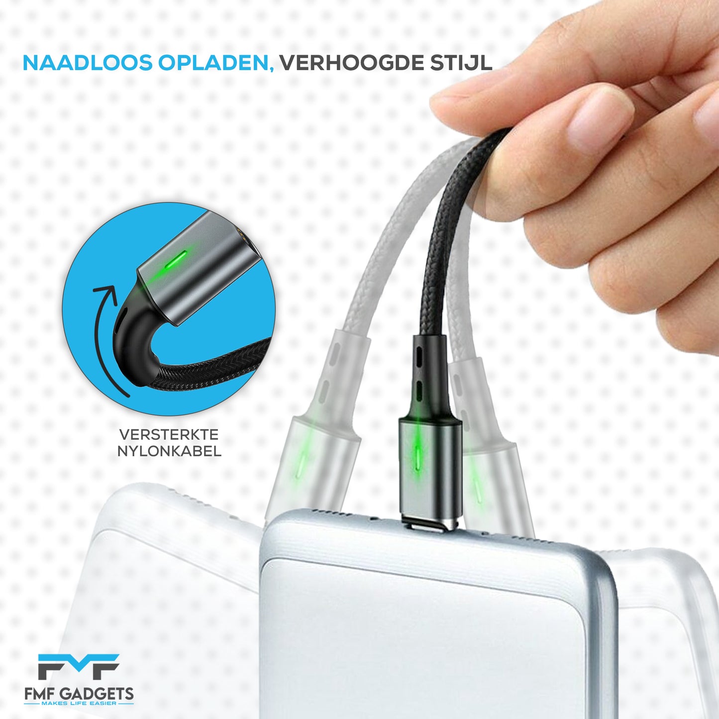 QC3 – 3 IN 1 – MAGNETISCHE OPLAADKABEL – DATA EN CARPLAY KABEL
