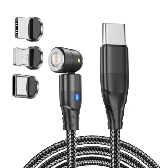 3 IN 1 – MAGNETISCHE KABEL USB-C NAAR IPHONE/USB-C/MICRO USB – 2 METER