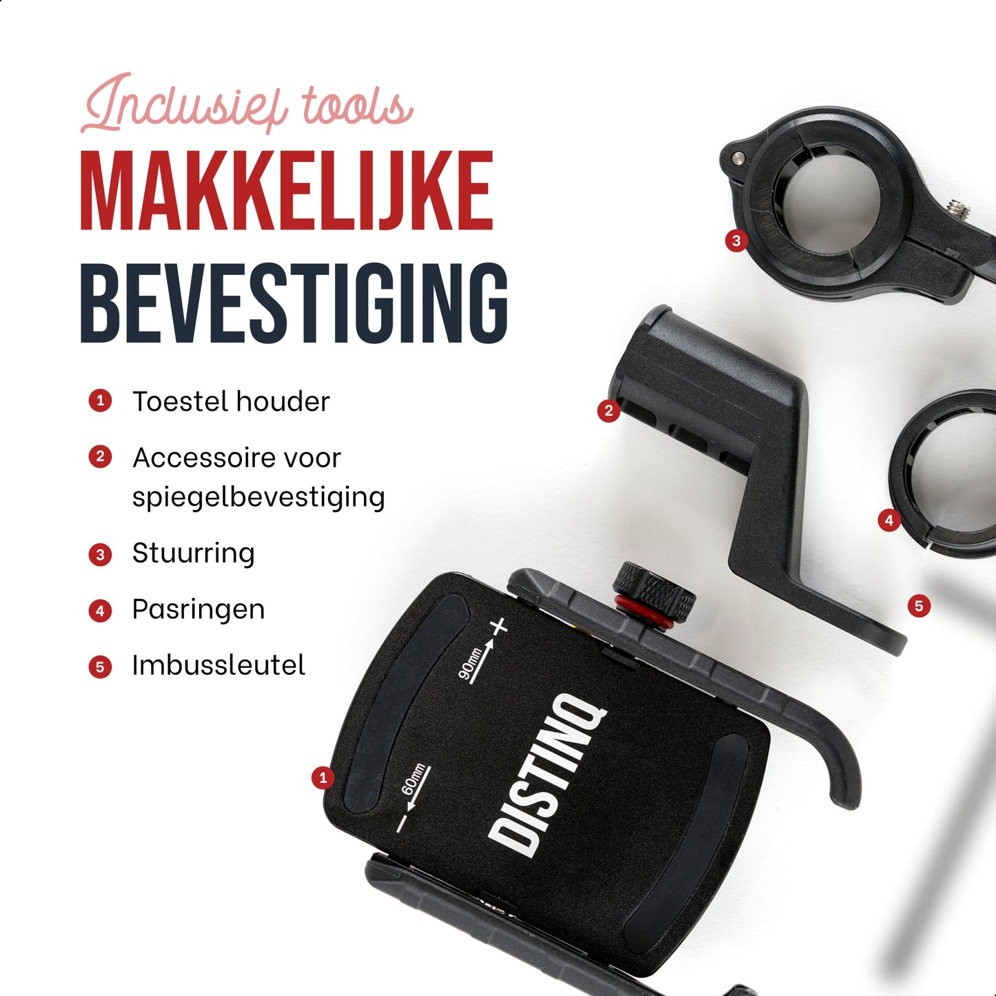 DistinQ Telefoonhouder voor fiets en motor 360°