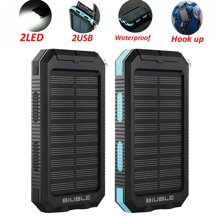 10.000 mAh Solar Power Bank Waterdichte 2USB LED Batterij Oplader Voor Mobiele Telefoon