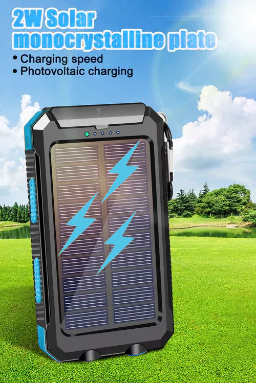 10.000 mAh Solar Power Bank Waterdichte 2USB LED Batterij Oplader Voor Mobiele Telefoon