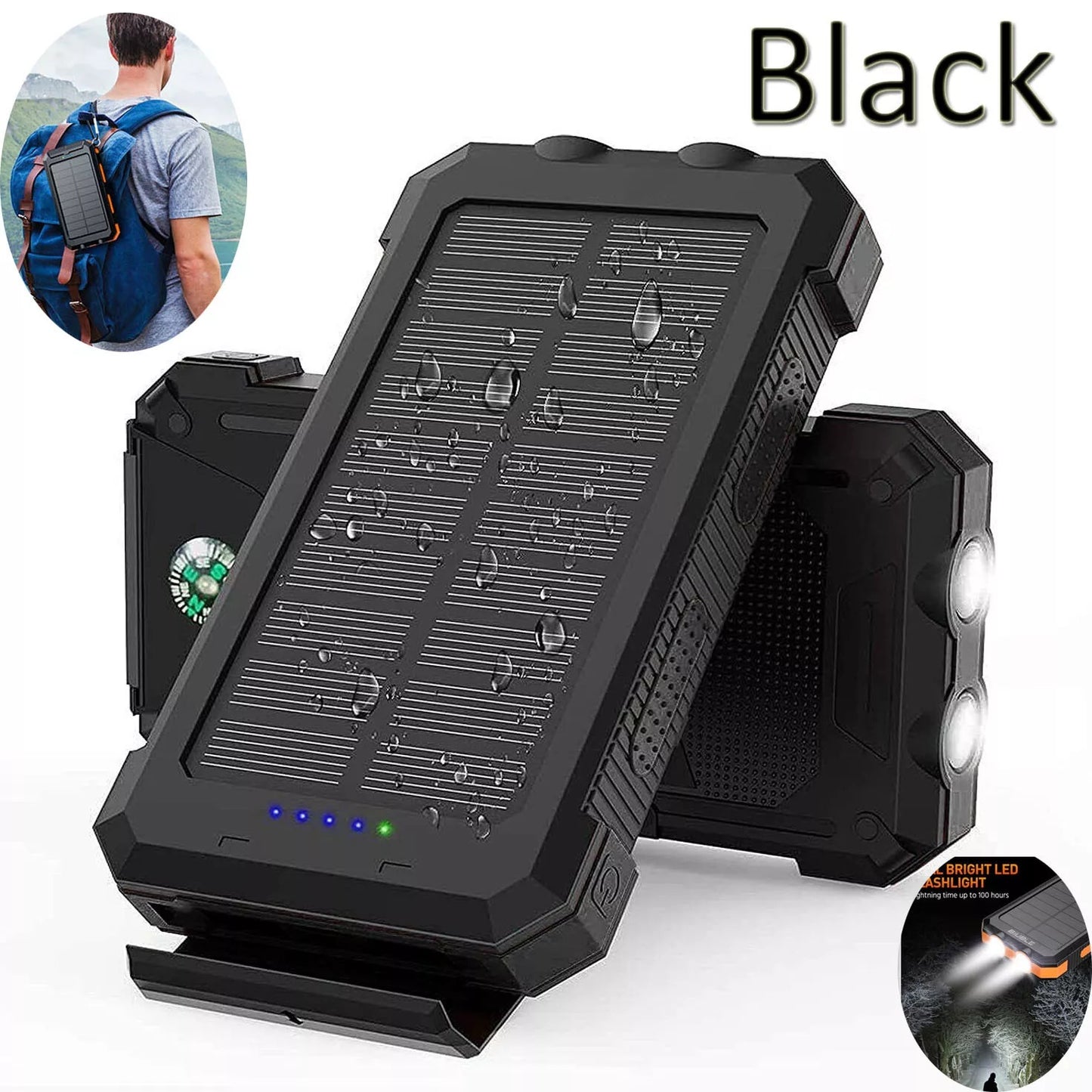 10.000 mAh Solar Power Bank Waterdichte 2USB LED Batterij Oplader Voor Mobiele Telefoon