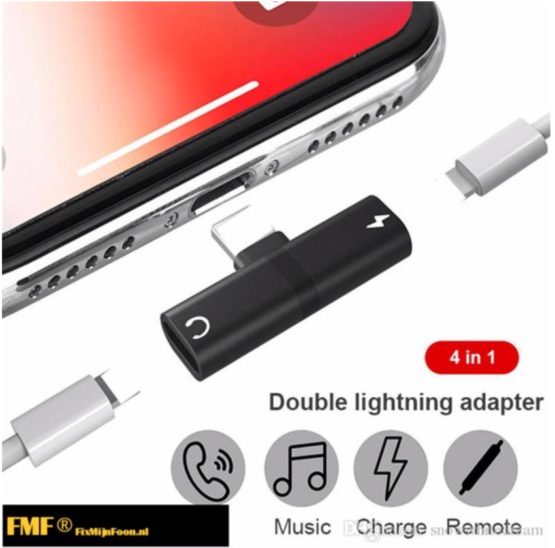 LIGHTNING SPLITTER ADAPTER – OPLADEN + AUDIO BELUISTEREN VOOR IPHONE