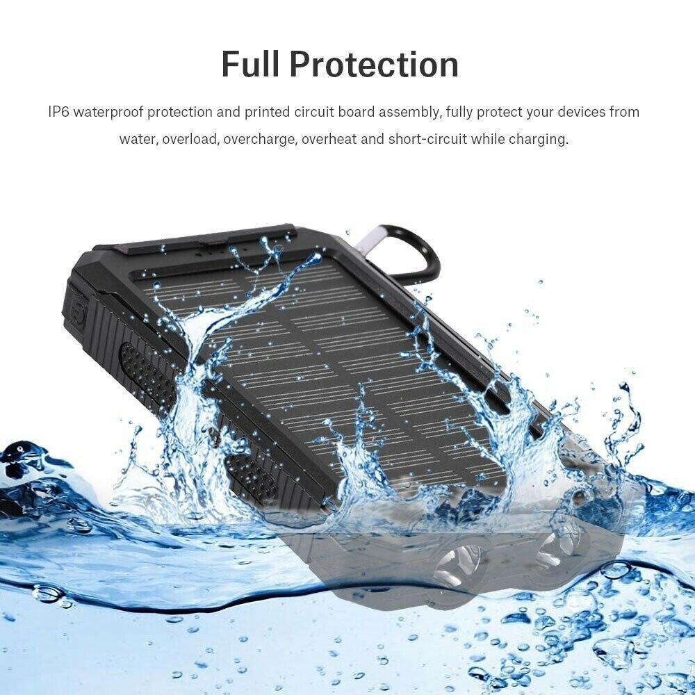 10.000 mAh Solar Power Bank Waterdichte 2USB LED Batterij Oplader Voor Mobiele Telefoon